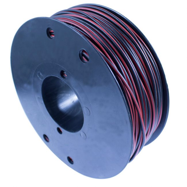 RKUB, 2x0.5mm², RÖD/SVART, BOBIN B3, 60V, PVC, 70°C 50m